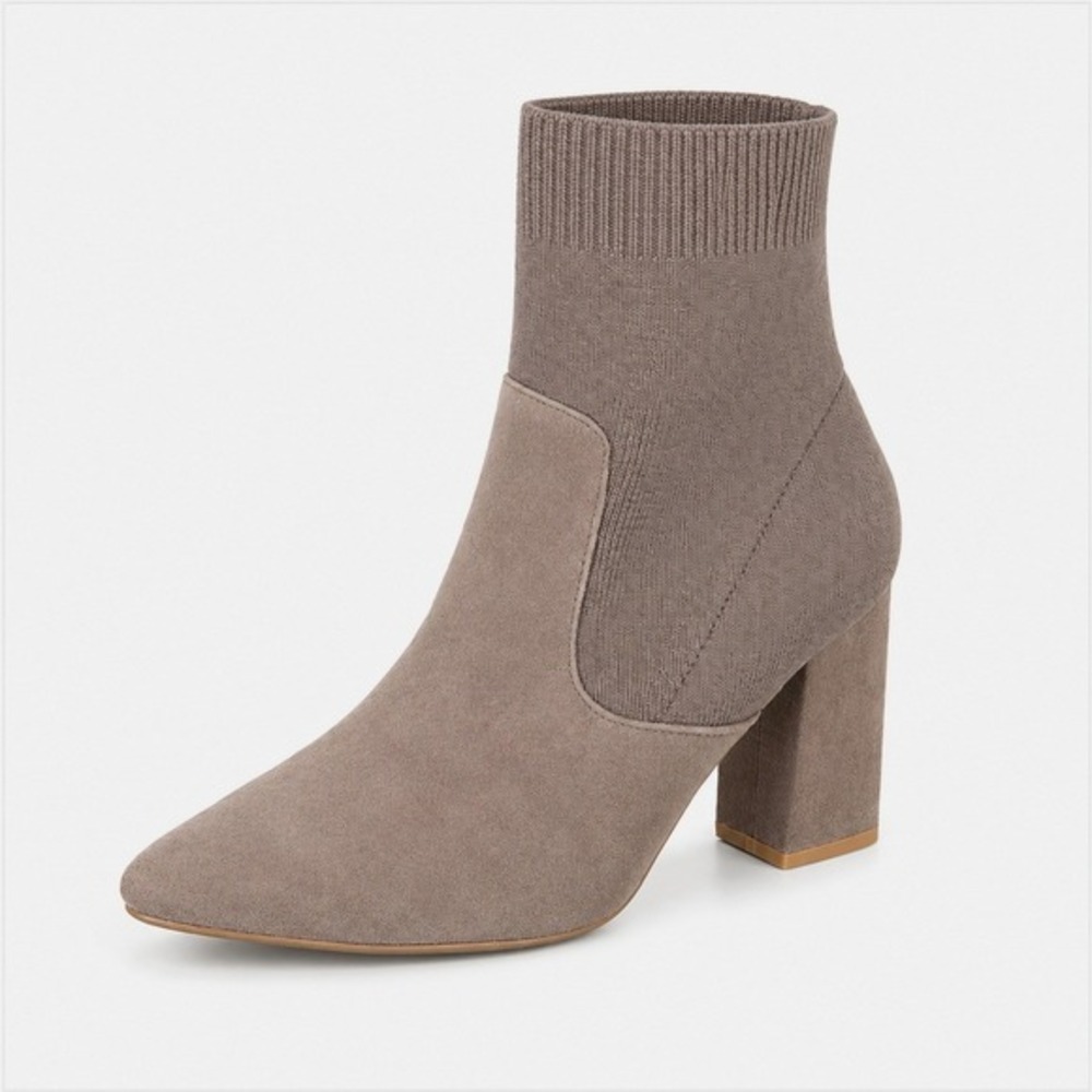 Steve Madden Remy Sock Ankle Boots Women 9M Gray Suede Leather Heeled Booties